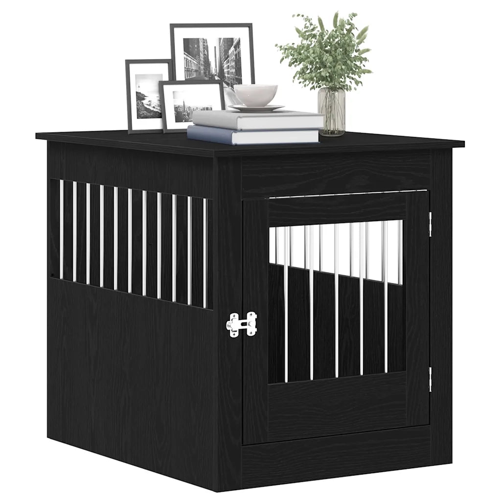 Mobile per cuccia per cani Rovere Nero 64,5x80x71 cm in legno ingegnerizzato 862177