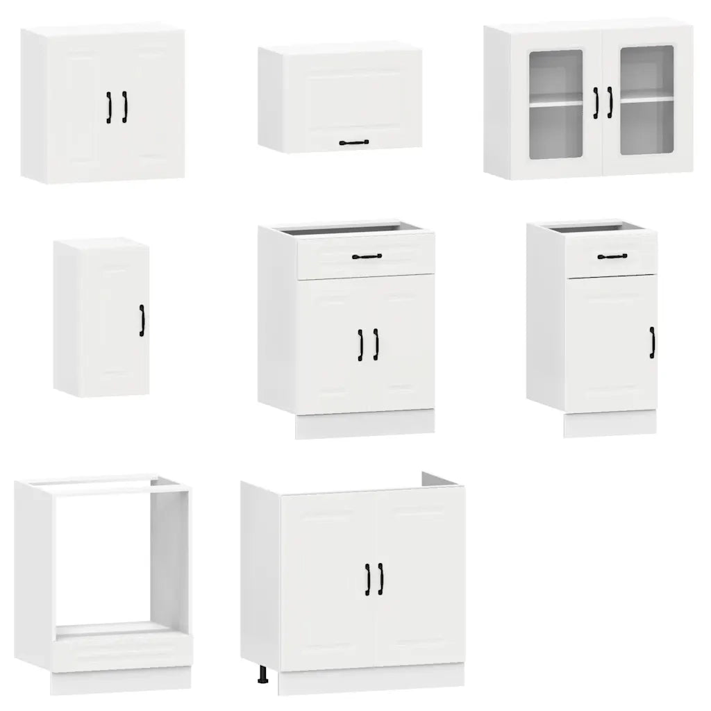 Set Mobili da Cucina 8 pz Kalmar Bianco Legno Multistrato 3314821