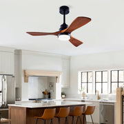 Ventilatore da soffitto con luce 42 pollici; motore DC reversibile; nero e noce scuro