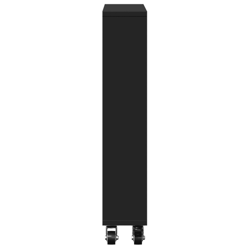 Carrello Portaoggetti Stretto Nero 48x13x68 cm in Truciolato 855224