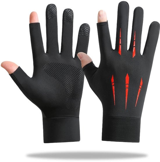 1 coppia di guanti da ciclismo UV protettivi portatili, uomo, attività all'aperto, progettazione senza dita respirante, per bicicletta, pesca, corsa, comodo, resistente agli urti e antisudore, adatto per adulti (rosso)