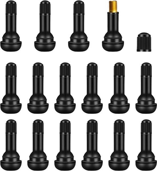 Valvole in Gomma - TR413 - Pacchetto da 15 - Inserzione Valvola in Gomma - Pneumatici per Auto - Valvole di Montaggio Universali (Nero) Adatte per Motocicli - Biciclette - Valvole a Cerchione