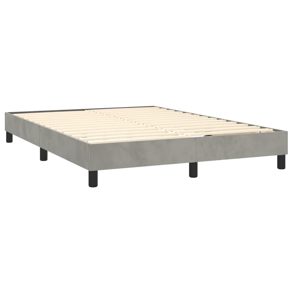 Letto a Molle con Materasso e LED Grigio Chiaro 140x200 cm Velluto