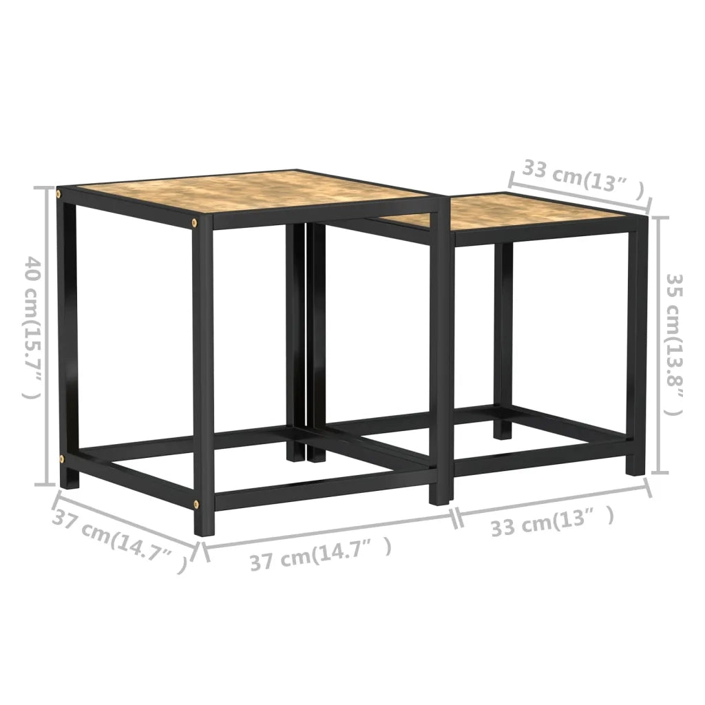 Tavolini 2 pz in MDF Neri e Gialli cod mxl 7141