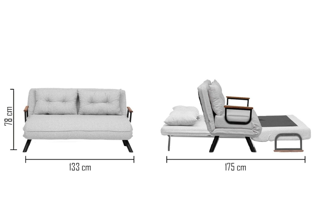 Calvin, Divano Letto 2 Posti Contenitore, 133x78 cm Grigio Chiaro