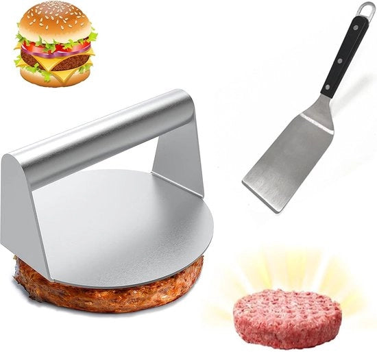 Hamburgerpers in Acciaio Inox per Griglia Piana con Progetto Facile da Pulire