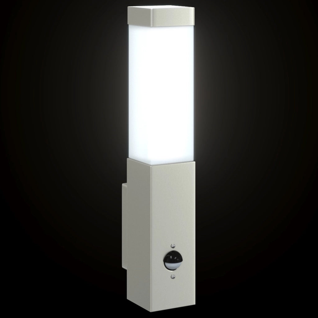 Lampada da parete da esterno con sensore Argento Acciaio inossidabile IP44