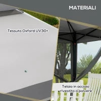Gazebo con Zanzariere Regolabile su 3 Livelli, in Acciaio e tessuto Oxford, 326x326x272 cm, Grigio Chiaro e Scuro
