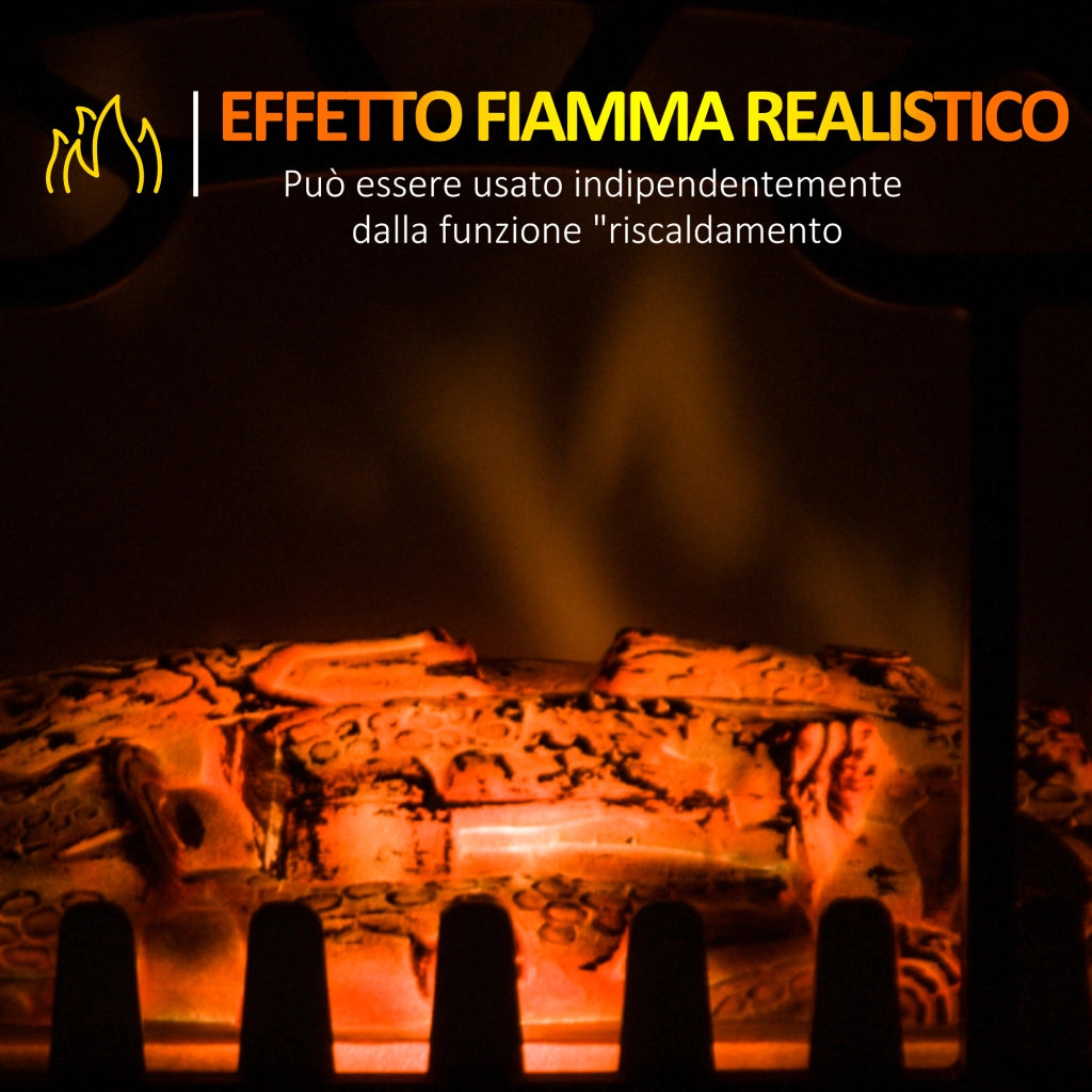 EasyComfort Camino Elettrico con Effetto Fiamma Regolabile, Caminetto Elettrico 925W/1850W con Temperatura Regolabile, Termostato, Protezione da Surriscaldamento, 36 x 25.5 x 41.5cm, Nero
