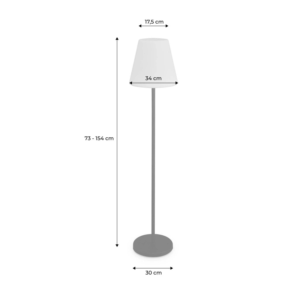 Lampada da terra colore bianco con batteria ricaricabile