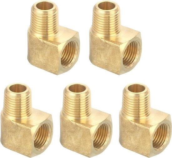 Connettore a S a 90 gradi NPT 1/8 pollice, gas aria olio propano, 5 pezzi