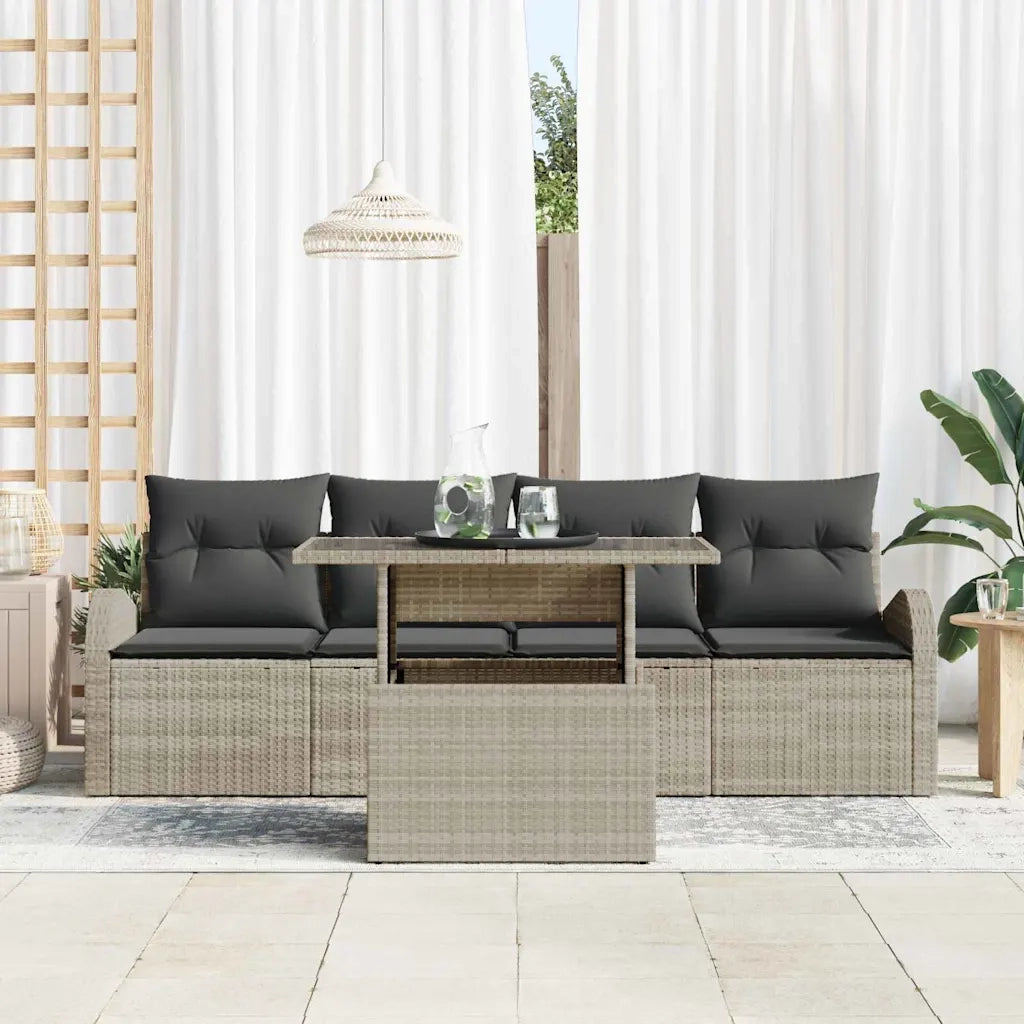 Set Divano da Giardino con cuscino 5 pcs Grigio chiaro