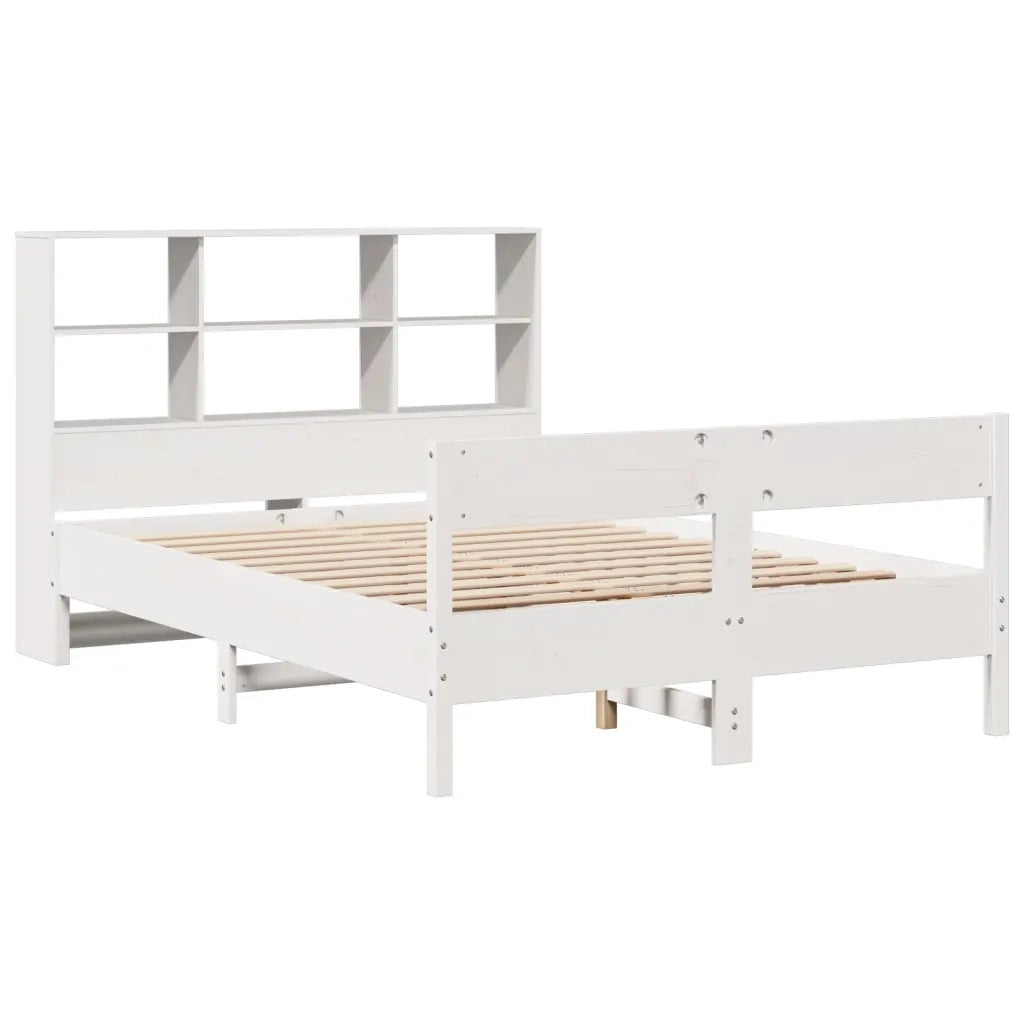 Letto Libreria senza Materasso Bianco 140x190 cm Legno di Pino