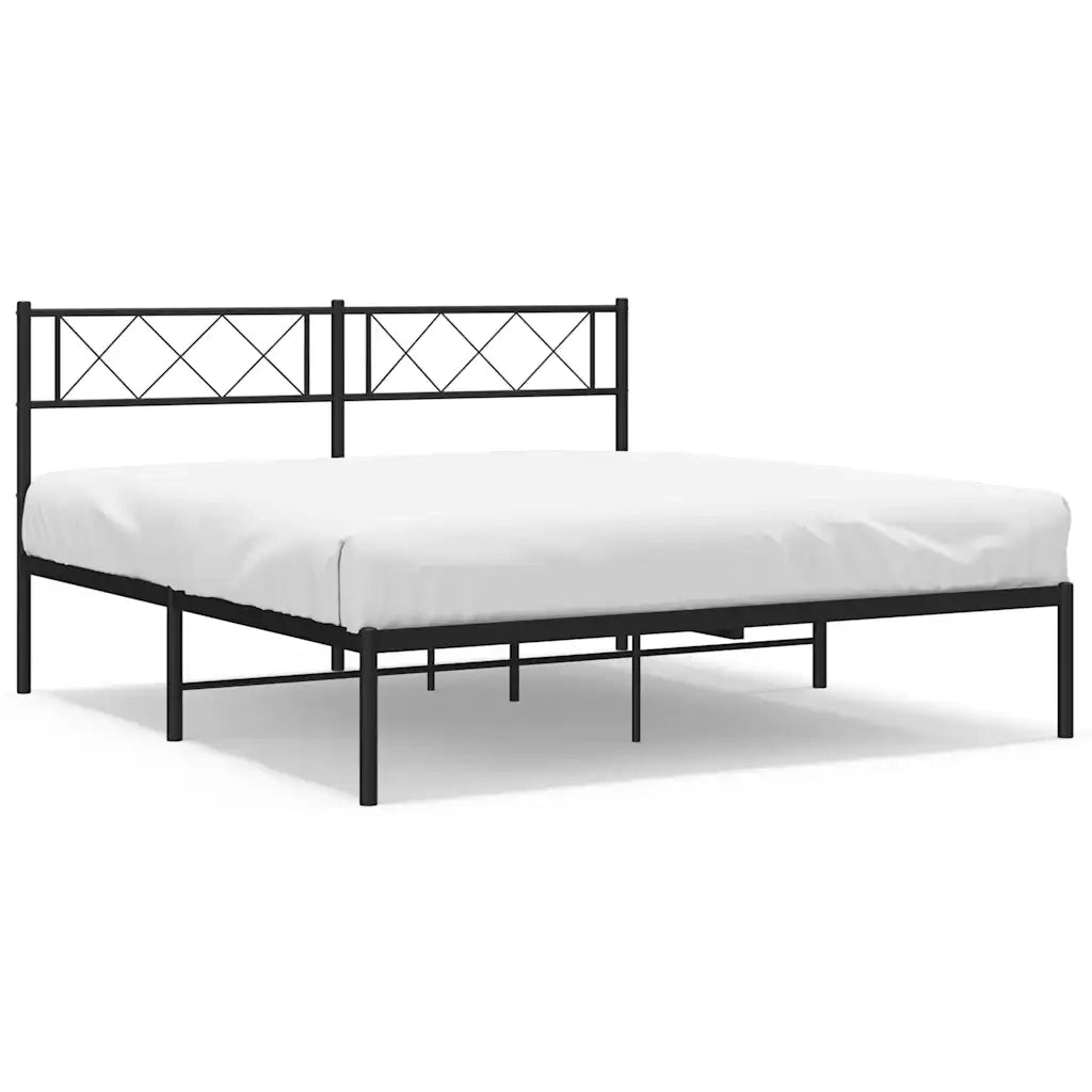 Giroletto con Testiera-Struttura Letto con testiera in Metallo Nero 160x200 cm 796693