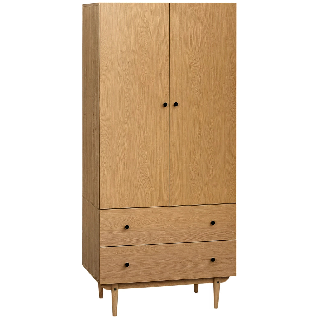 Armadio Guardaroba con 2 Porte e 2 Cassetti ¨C zephmum ¨C Legno 80x52x180 cm