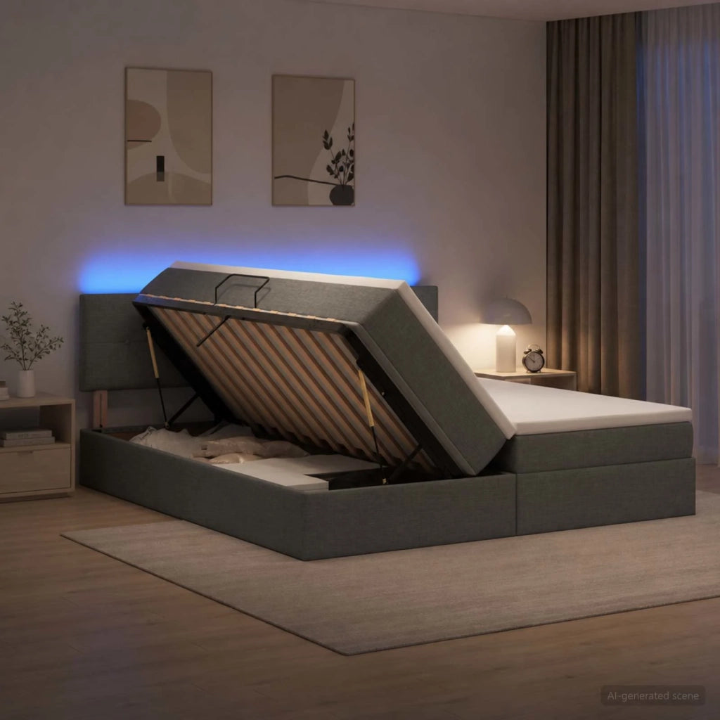 Letto con contenitore LED e materasso Grigio Scuro 180 x 200 cm 3459349