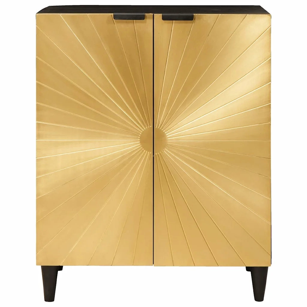 Credenza-Buffet-Armadio da cucina Nero e Oro 60 x 33 x 75 cm legno massello di mango 232088