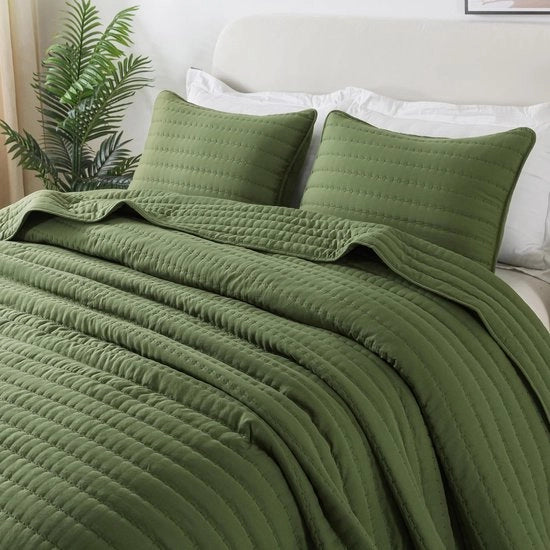 Bedsprei 200x220 cm, Coperta soffice con microfibra, Quilt ultrasonno per tutte le stagioni, Coperta per divano di microfibra (senza cuscini) - Verde