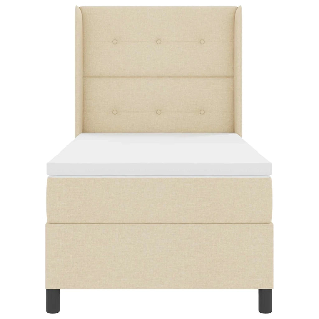 Letto a molle con materasso Crema 100 x 200 cm Tessuto