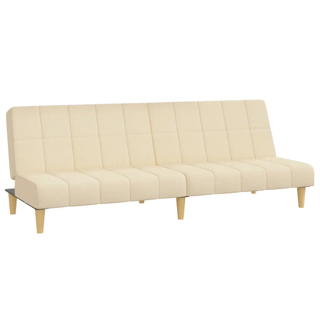 Divano Letto a 2 Posti Crema in Tessuto 375829