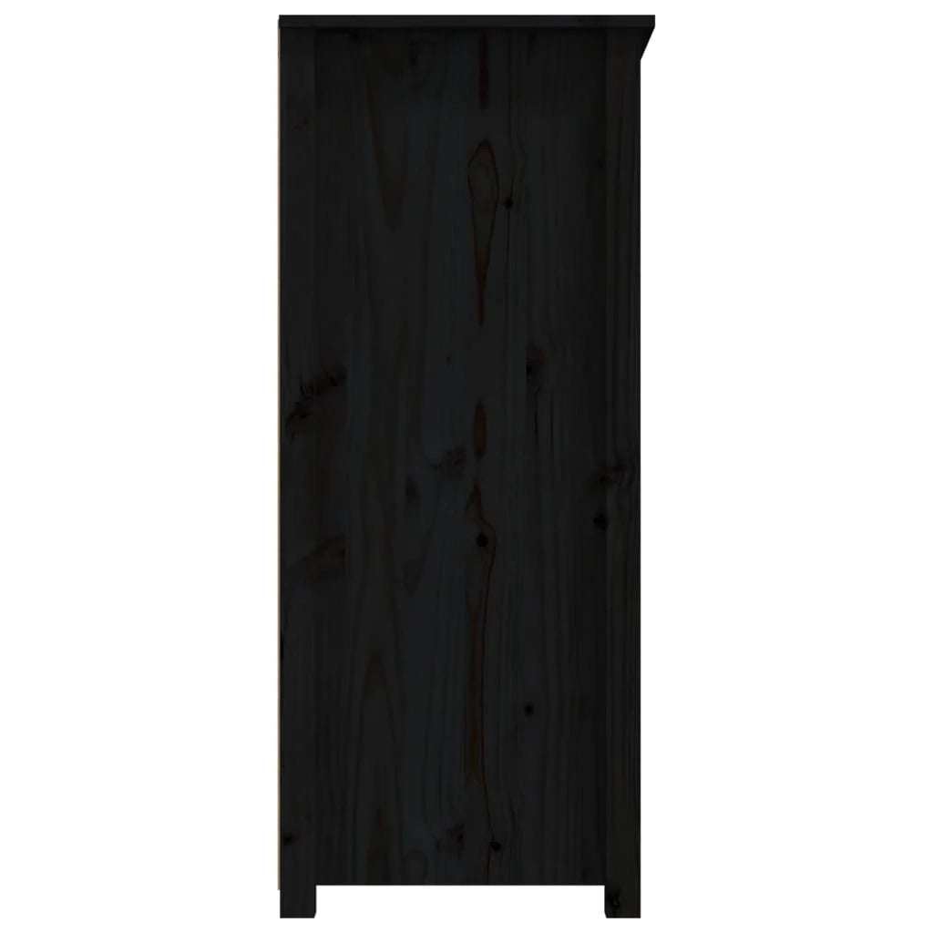 Buffet credenza cassettiera armadio mobile contenitore organizer per cucina soggiorno salotto 83 x 41,5 x 100 cm legno massello di pino nero 02_0036139