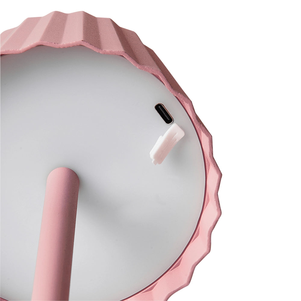 Lampada da tavolo in alluminio rosa pastello ferro luce interna esterna stile moderno