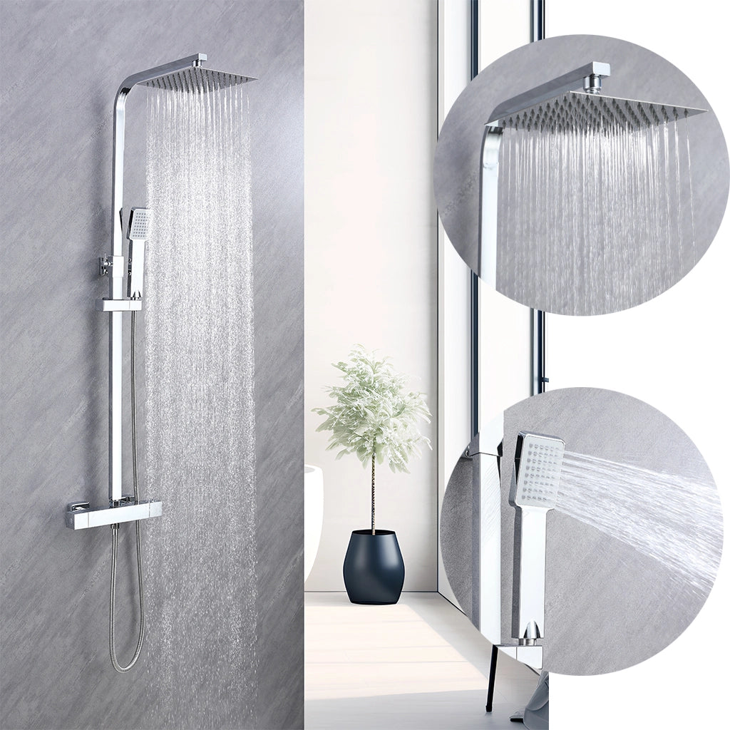 Colonna Doccia AICA ITALY Colonna Doccia Termostatica con Soffione 20x20cm in Acciaio Inox, Cromo