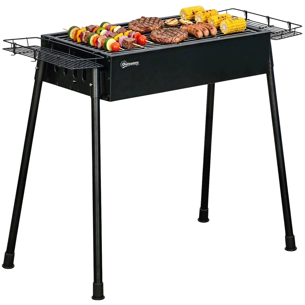Barbecue a Carbone Portatile ¨C Xylo ¨C 2 Griglie Acciaio Inox, 2 Portaspezie, 94x39x70 cm, Nero
