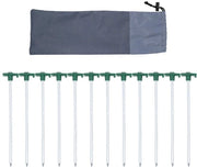 Tentini in Metallo 25CM - 12 Pezzi - Nageli per Camping - Bevanda per Esterno - Bevanda con Martello - Inclusa Borsa - Nageli per Campeggio