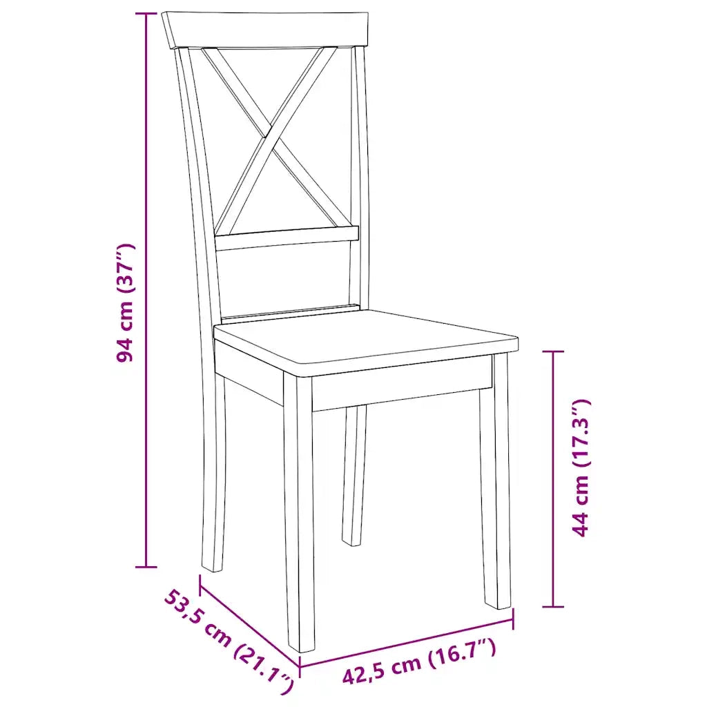 vidaXL Sedie da Pranzo 2 pz in Legno Massello di Hevea