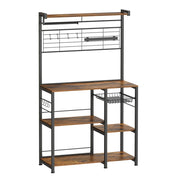 Mensola da cucina mobile contenitore isola da cucina 42 x 90 x 167,3 cm con portacoltelli magnetico cestino in metallo portarotolo di carta 12 ganci marrone 12_0005690