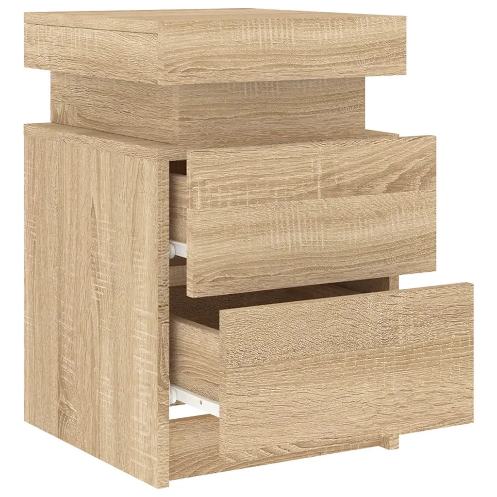Comodini con Luci LED 2 pz-Set di 2 Tavolino da notte Rovere Sonoma 35x39x55 cm