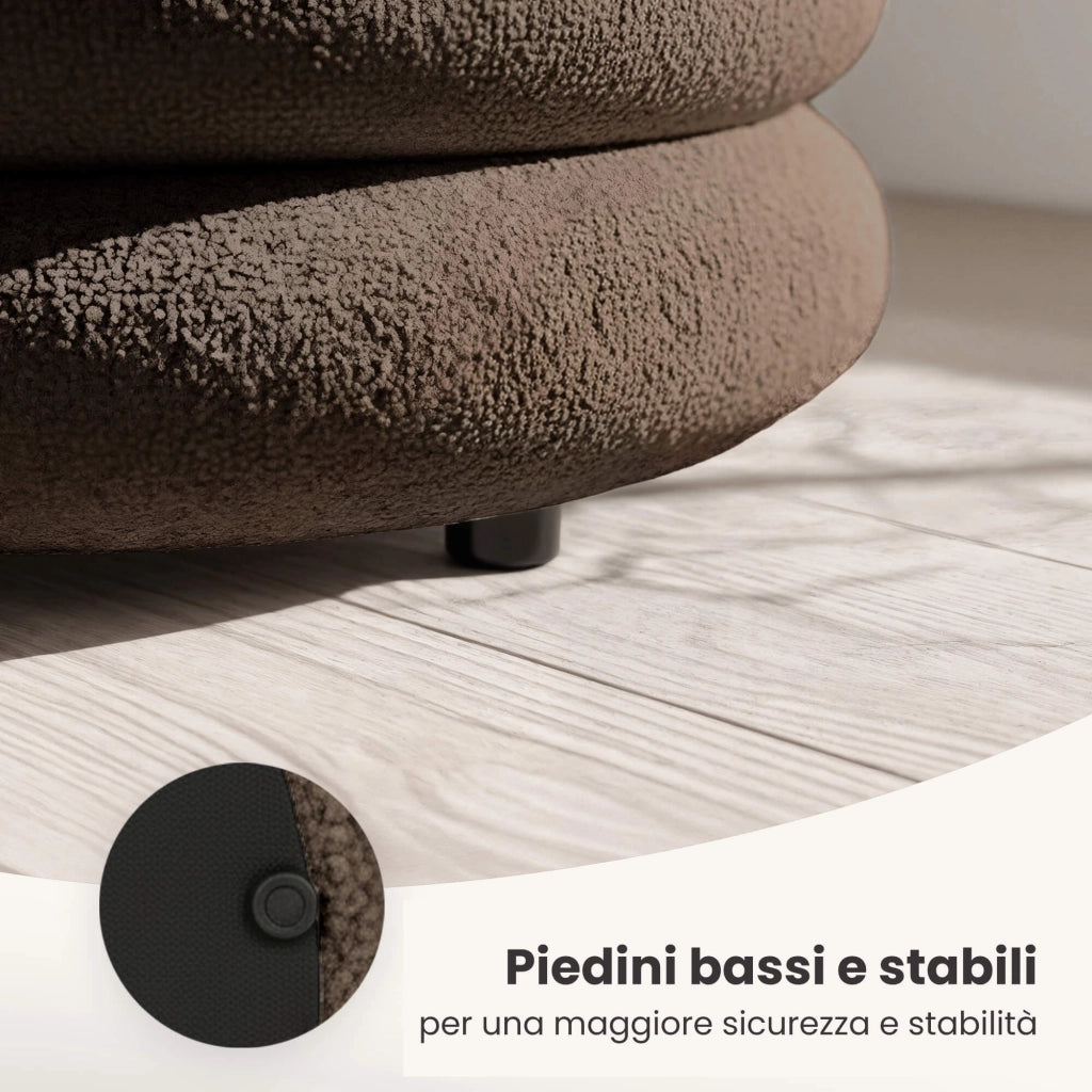 Pouf contenitore cilindrico in tessuto teddy 55 cm MOLLIS Bronzo
