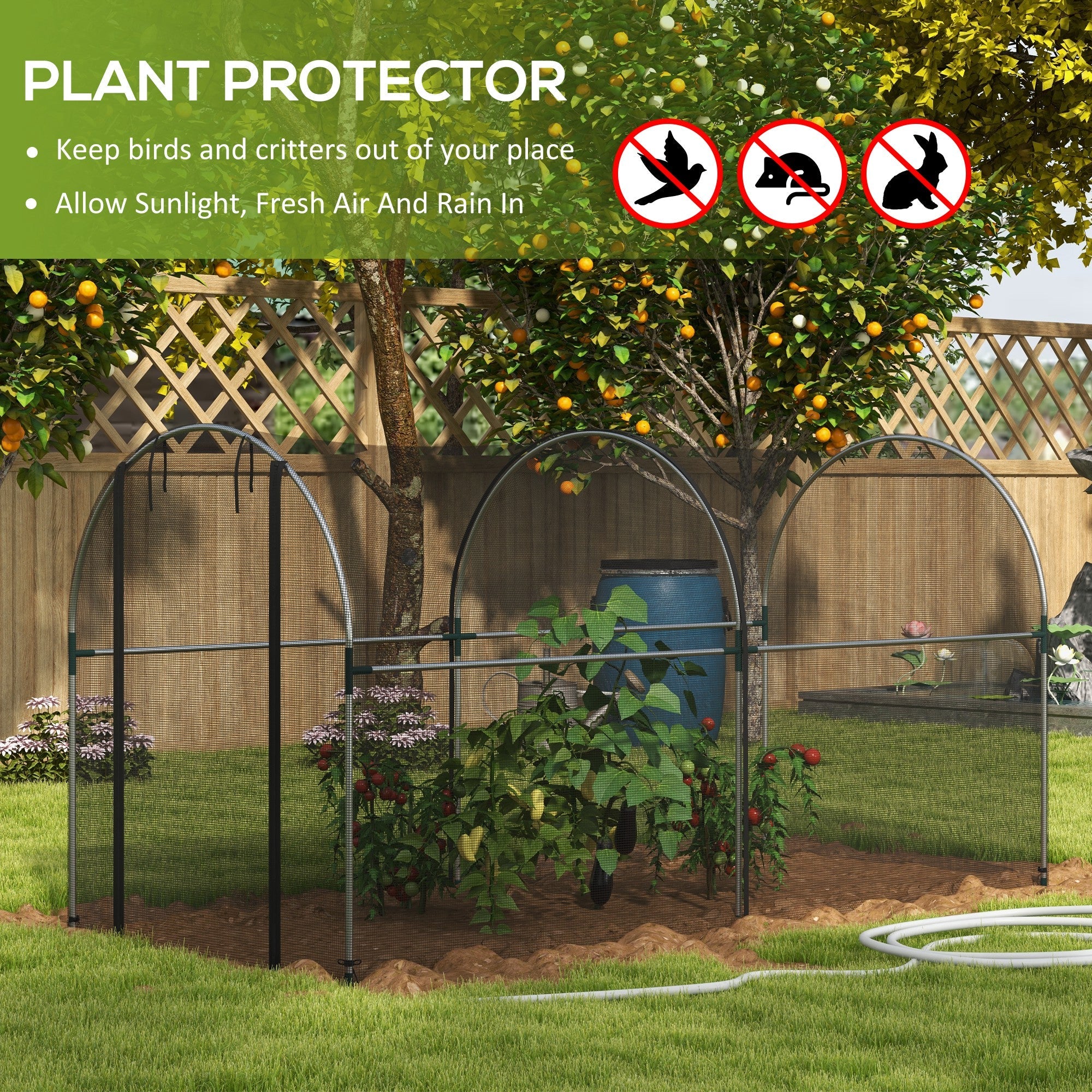 Serra per Piante con Rete a Tunnel 1,2x3x1,5m con Porta a Cerniera Nero