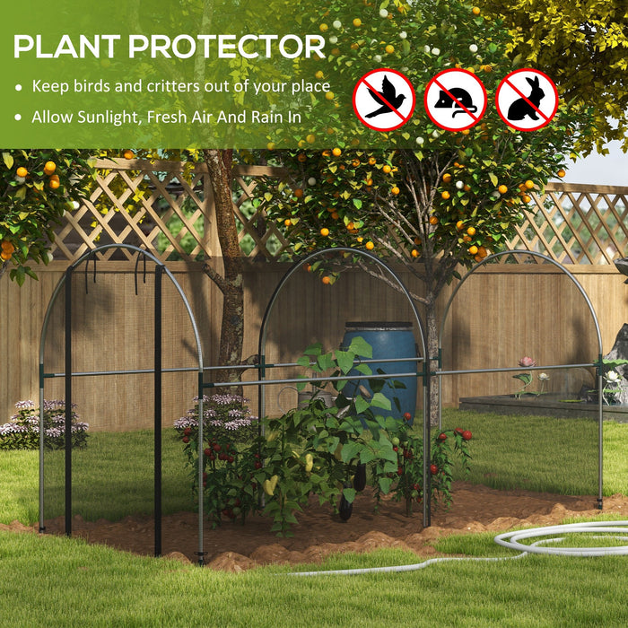 Serra per Piante con Rete a Tunnel 1,2x3x1,5m con Porta a Cerniera Nero