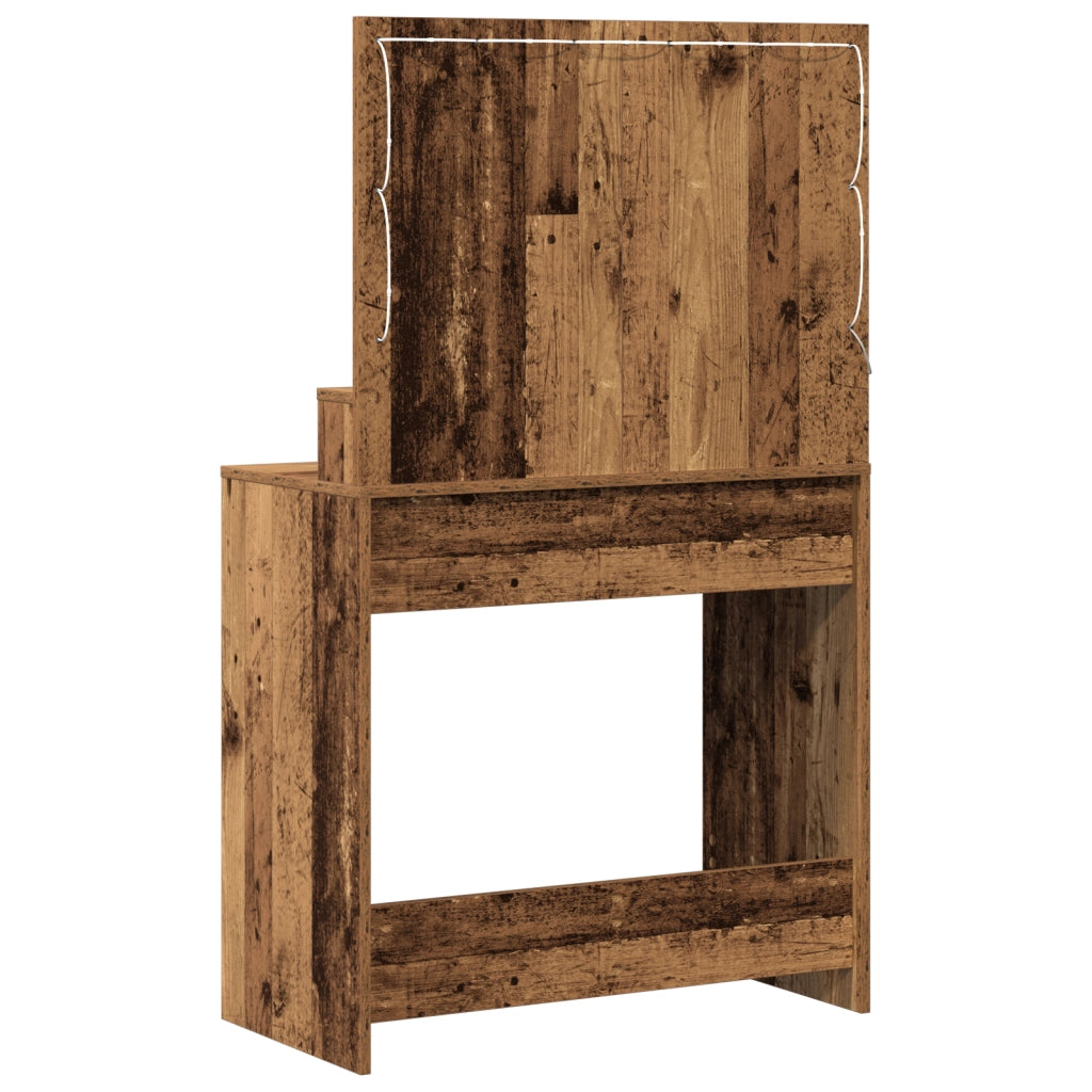 Toeletta  con luci LED in legno usato 79x41x135 cm