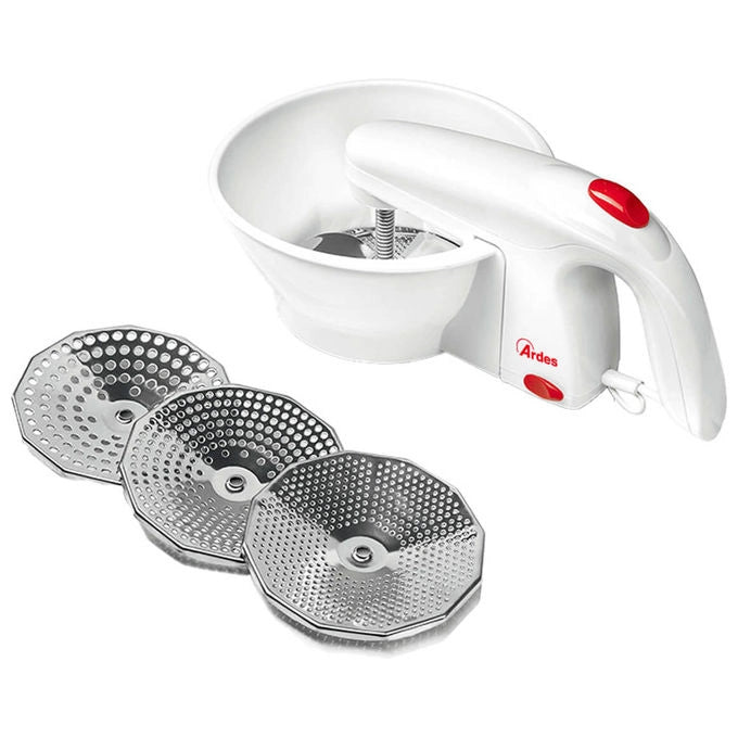 Ardes, Passaverdure Elettrico, 25W, Veggy, Con 3 Dischi Acciaio Inox