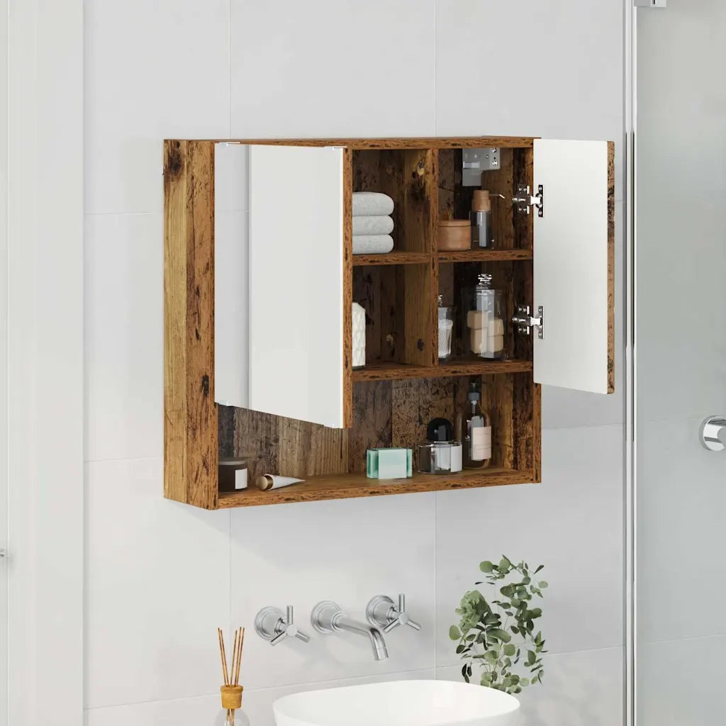 Mobiletto per specchio con porta Legno vecchio 59 x 17 x 55 cm