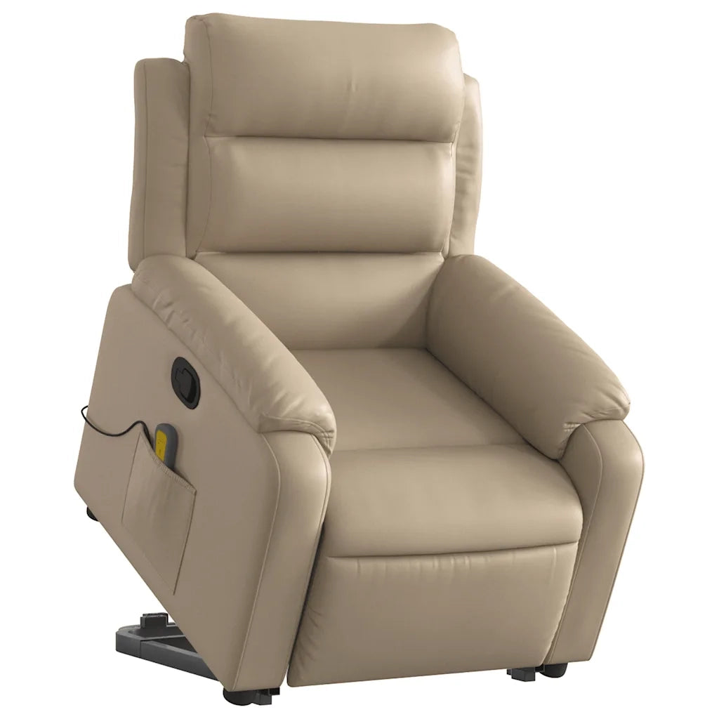 Poltrona Alzapersone Massaggi Reclinabile Cappuccino Similpelle 3205055