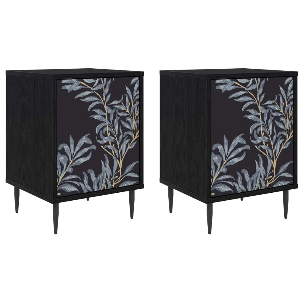 Armadio da Notte DOKKUM 2 pz Rovere Nero 36 x 33 x 51 cm 8007246