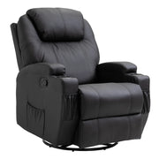 EasyComfort Poltrona Relax Massaggiante con 8 Punti, 5 Modalità e 2 Intensità, Reclinabile con Poggiapiedi e Girevole, 84x92x109cm, Nero