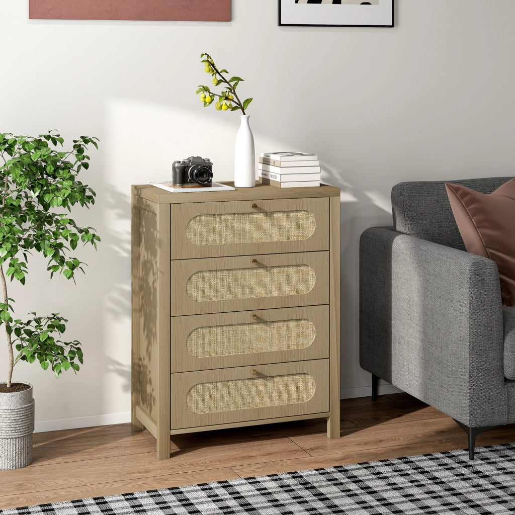 Cassettiera 4 cassetti ¨C Xylo ¨C effetto legno naturale resina intrecciata 70x38x93 cm