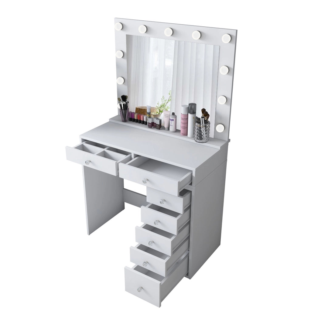 Mobile da Trucco Cocchiara, Toeletta Specchio Incluso, 90x45x153h cm Bianco