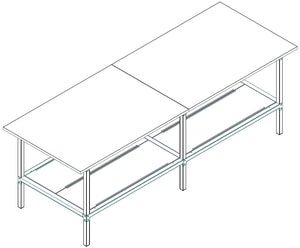 Banco lavoro fisso o su ruote con cassetto metallico e piano inferiore di metallo cm. 280x100x93h