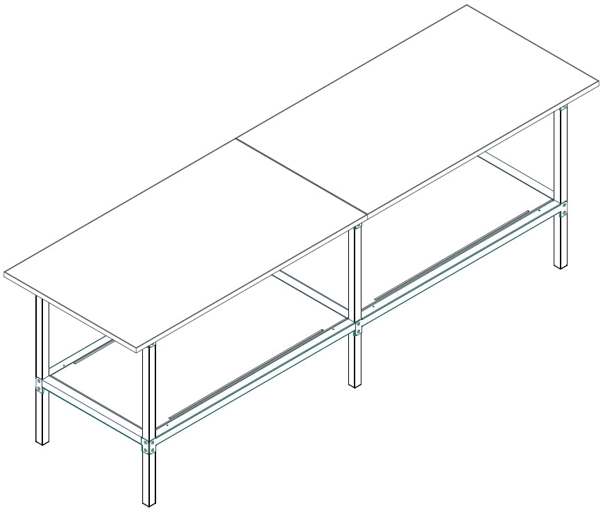 Banco per lavoro di metallo zincato con piano nobilitato cm. 280x80x93h