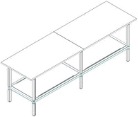 Banco per lavoro di metallo zincato con piano nobilitato cm. 280x80x93h