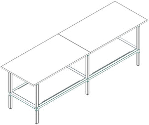 Banco per lavoro di metallo zincato con piano nobilitato cm. 280x80x93h