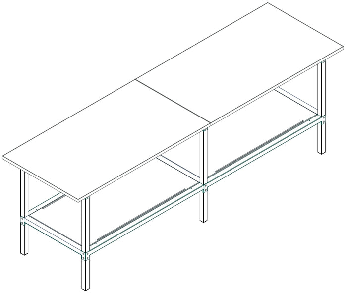 Banco per lavoro di metallo zincato con piano nobilitato cm. 280x80x93h