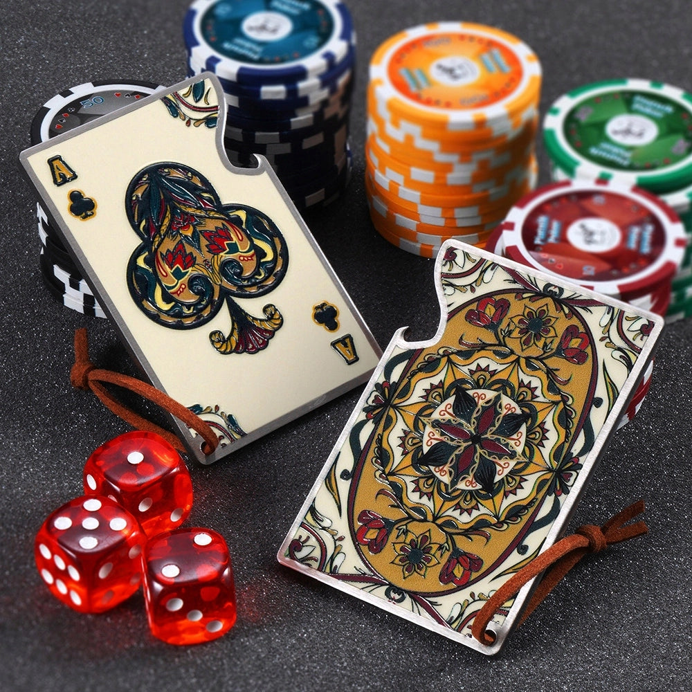 Apribottiglie KADAX, bottiglia di birra in metallo, asso di fiori, carta regalo da poker