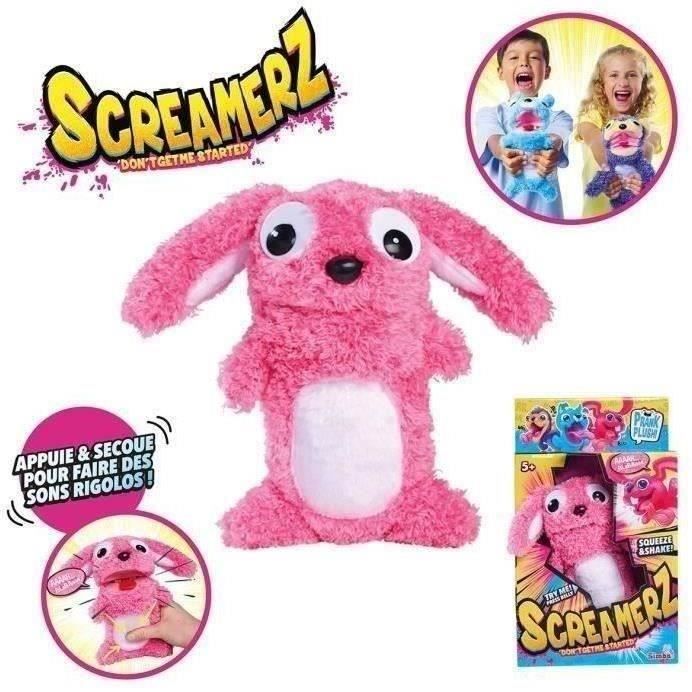 Smoby - Screamerz - Divertente peluche interattivo - Coniglio - 27 cm - Rumori quando lo si scuote o si preme il pulsante